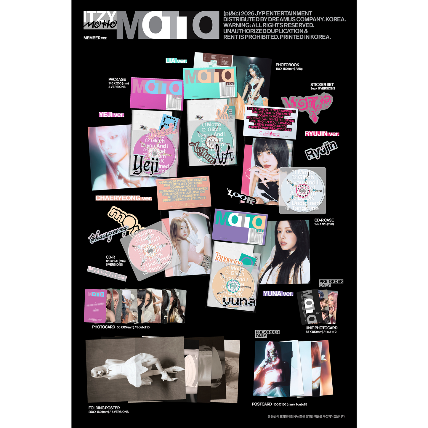 ITZY 12th Mini Album 『Motto』 MEMBER Ver. 5-Version Set