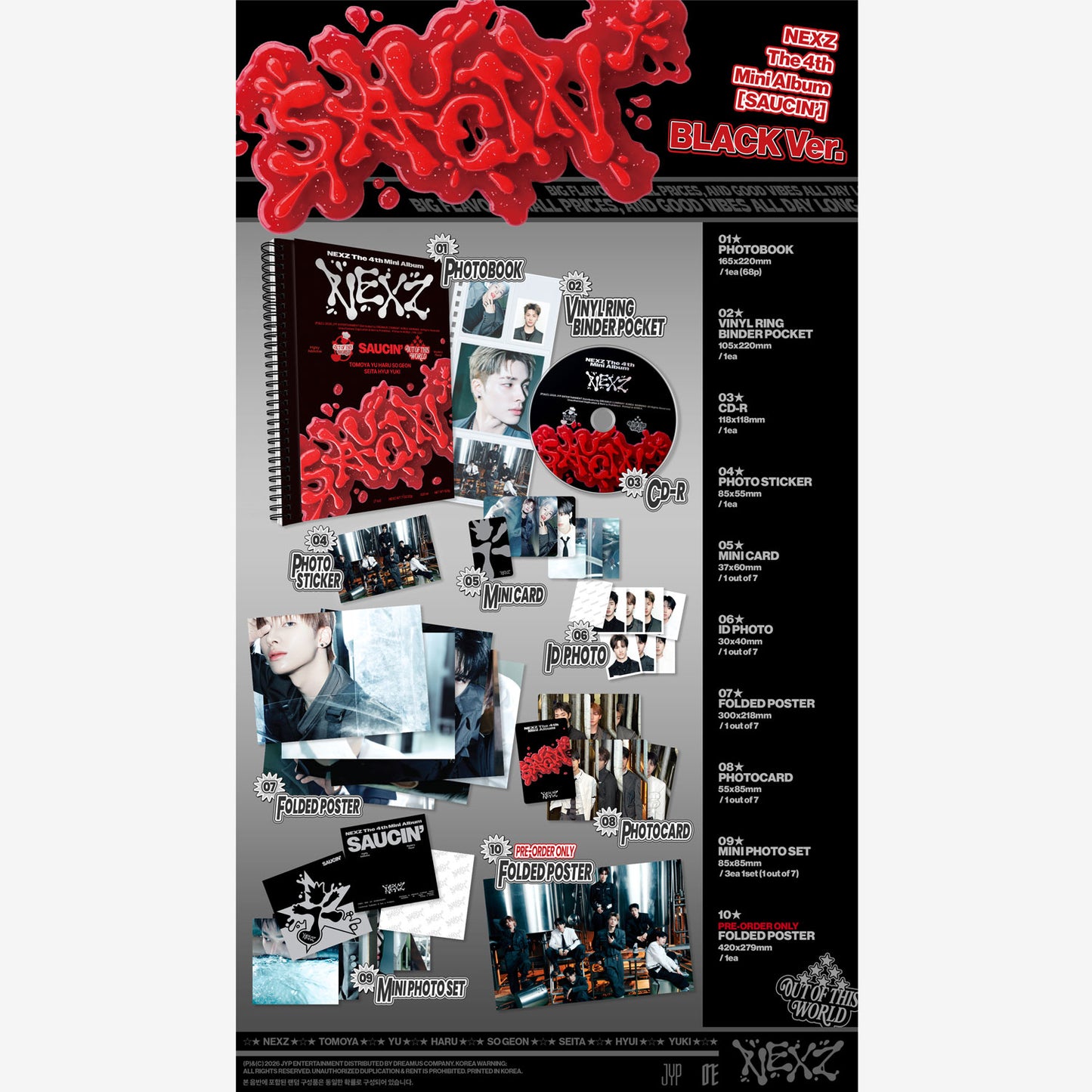 NEXZ The 4th Mini Album 『SAUCIN’』[BLACK ver. / YELLOW ver.] 2버전 랜덤