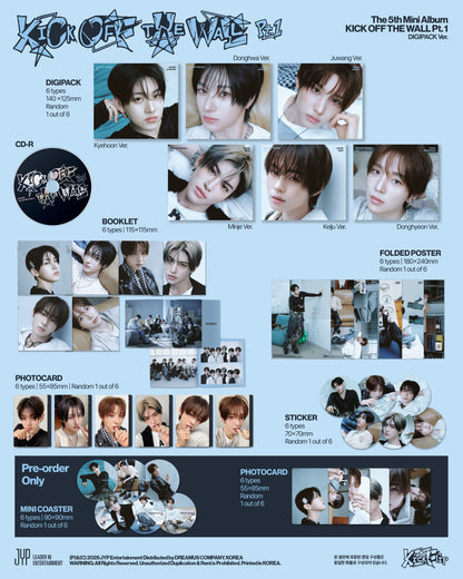KickFlip The 5th Mini Album "KICK OFF THE WALL Pt. 1" DIGIPACK Ver. 6 Version Set