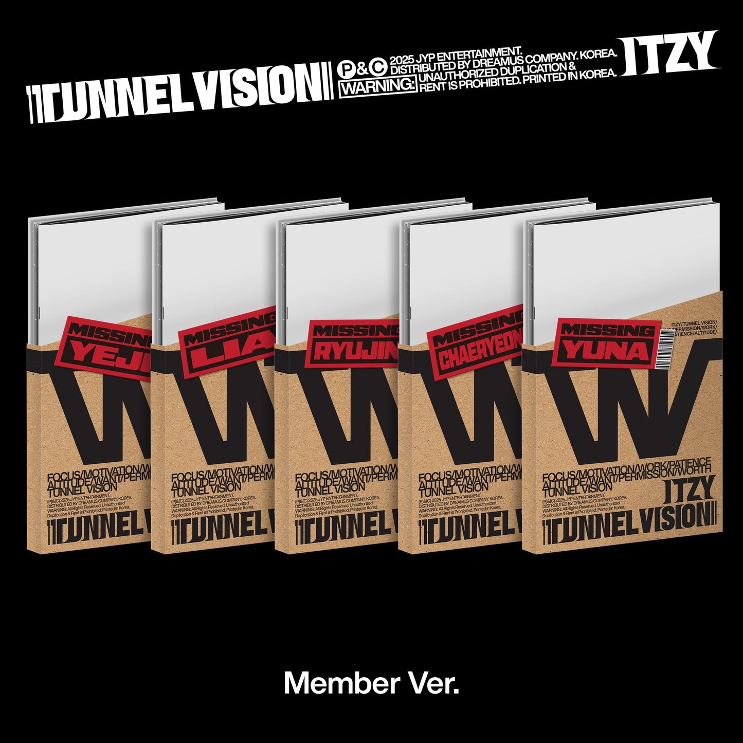 ITZY 11th Mini Album『TUNNEL VISION』Member Ver. 5バージョンランダム